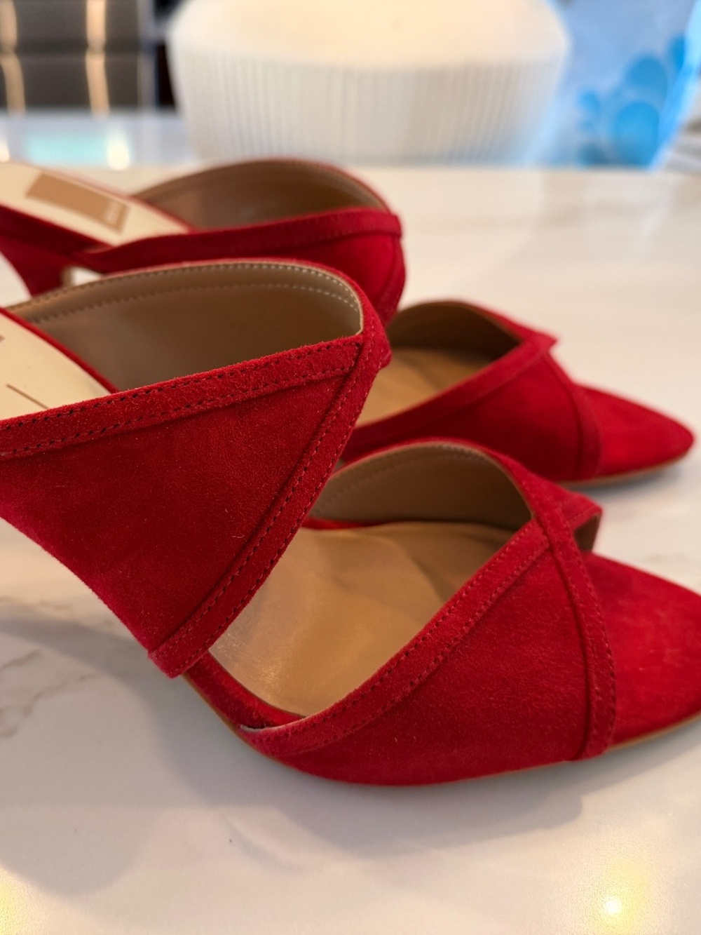 Dolce Vita red suede sandals heels 8
